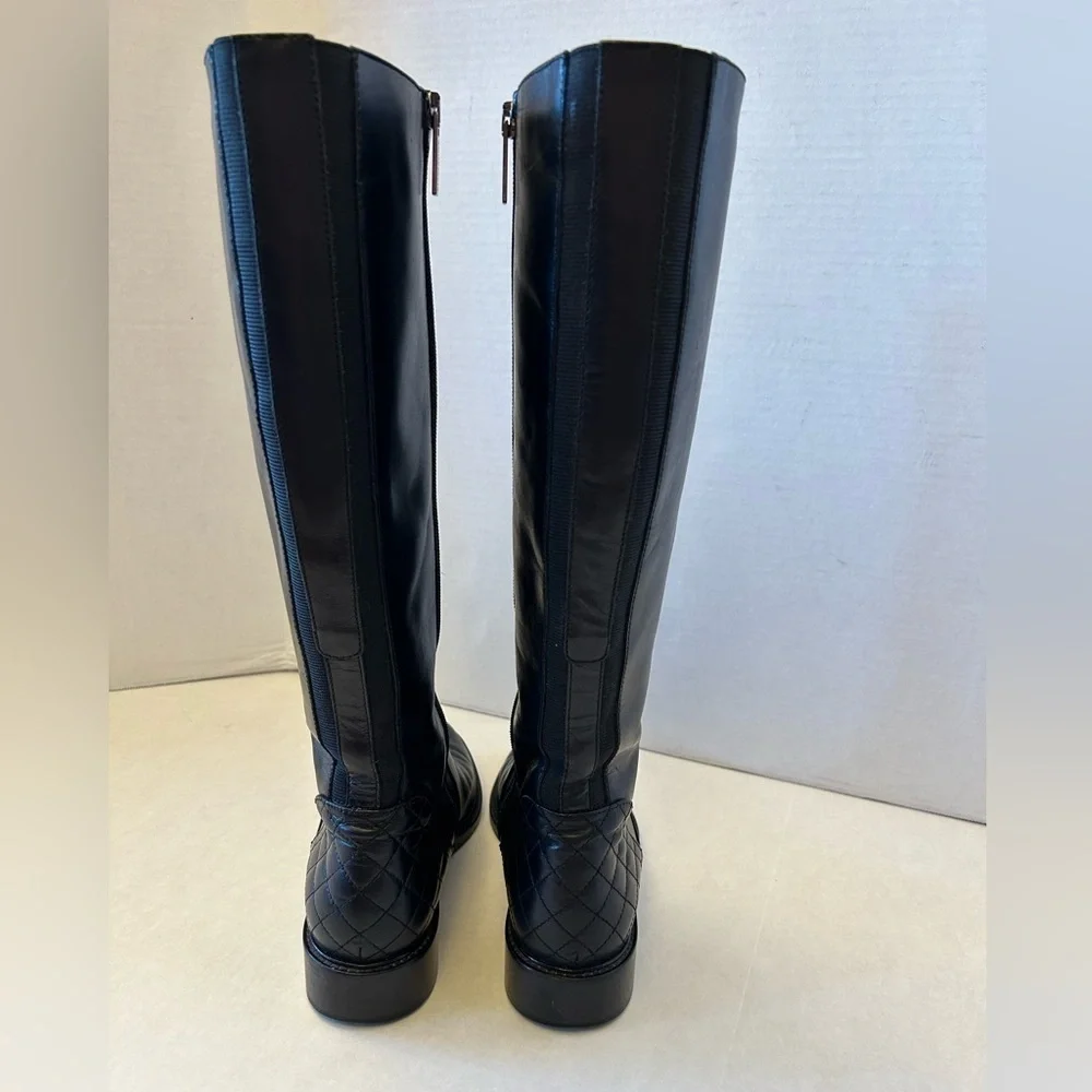 Aquatalia Geneva diamond toe water proof black leather riding boots in size 7. J